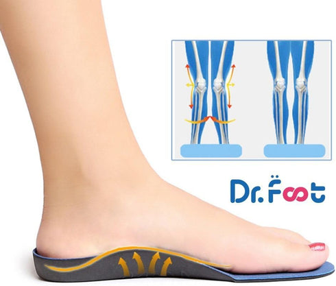 Dr. Foot Full Orthotics Shoe Insoles - Arch Support Inserts Correct Flat Feet, Over-Pronation, Fallen Arch (S - W6.5-8 | M5.5-7) Blue&Black...