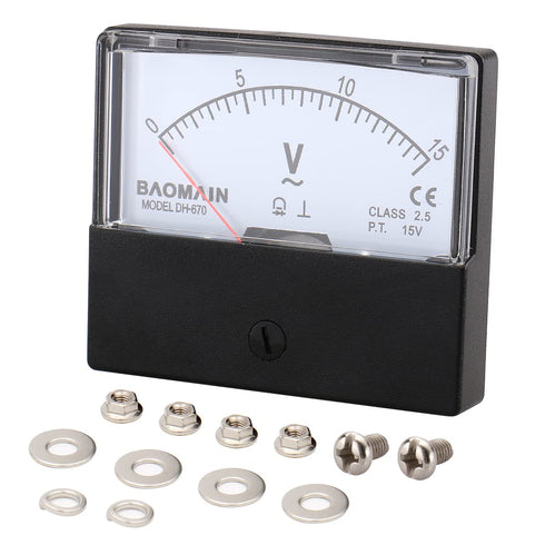 Baomain Voltmeter DH-670 AC 0-15V Rectangular Class 2.5 Analog Panel Volt Voltage Meter...