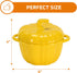 Bruntmor Ceramic Ramekins with lids oven safe - Serving Pot for Food, Soup - Adorable Pumpkin-Shaped Tabletop Decoration - Locks in Flavor with Po...