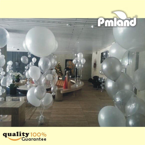 PMLAND 100 Pieces Silver Latex Balloons 12 Inches for Party Birthday Wedding Engagement Anniversary Holiday Festival Event Family Party Decoration...