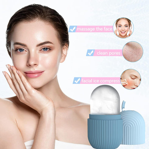 Ice Face Roller, Reusable Silicone Mold Face Massage Eye Facial Beauty Skin Care Tools Apply Ice for Shrink Pores Anti Wrinkle Reduce Puffiness Im...
