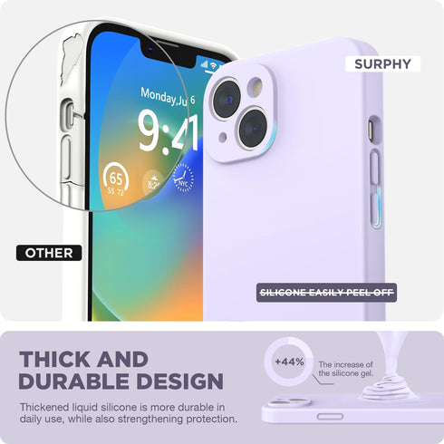 SURPHY Compatible with iPhone 14 Case with Screen Protector (Camera Protection + Soft Microfiber Lining) Liquid Silicone Phone Case 6.1 inch 2022,...