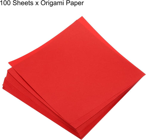 MECCANIXITY 100 Sheets Origami Paper Double Sided 8x8 Inch(20x20cm) Square Sheet for Art Craft Project, Beginners, Gifts Decor, Bright Red...