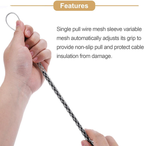 MECCANIXITY Cable Pulling Grip for 6-10mm+12-15mm Cable(Black+Green) 26/37cm,0.85/1.21FT Wire Mesh Puller Socks Grip Single Head Galvanizing Steel...
