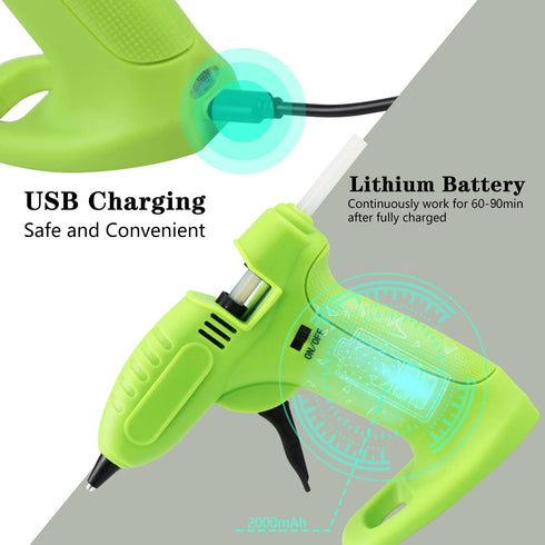 Cordless Hot Glue Gun, Glue Gun Cordless & Rechargeable, Cordless Gun Glue, USB Glue Gun with 30 Glue Gun Sticks & Battery Operated & Charger Glue...