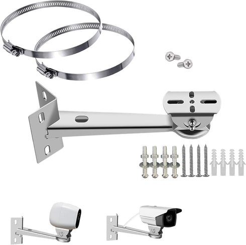 WiTi Stainless Steel Corner and Pole Mount Bracket for Surveillance Camera, Extension Arm Holder for CCTV IP WiFi Battery Cameras, Security Survei...