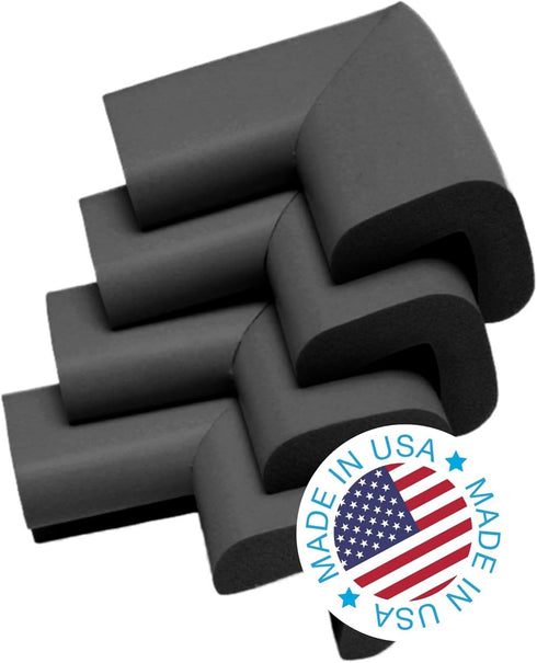 KidKusion 4-Piece Safety Corner Cushion, Black, Child Proofing Corner Guard, Made in USA, Child Safety, Home Furniture Safety Bumper, Baby Proof T...