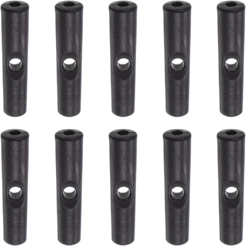 10pcs Umbrella Tail Beads 2mm Hole Dia 24mm Length PP Plastic Umbrella Bone Cover for Folding Umbrella Cover Parts, Black...
