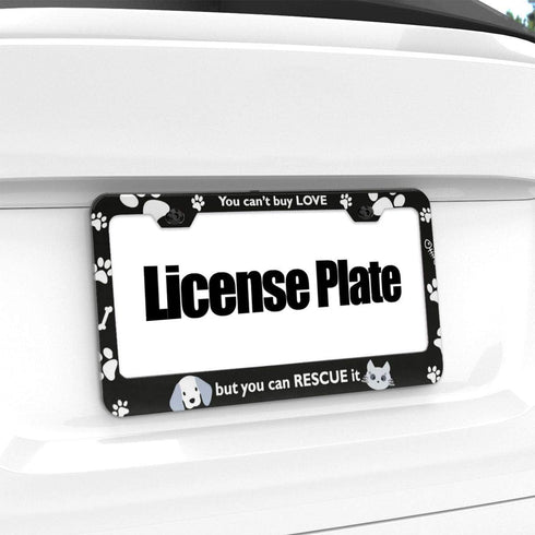 Cute Dog and Cat Paws License Plate Frame 2 Hole Kit Fits All US License...