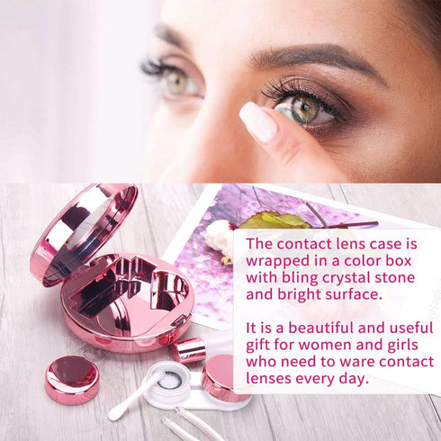 Contact Lens Case, Bling Stars Cute Contact Lenses Holder Travel Kit with Remover Tool Tweezers Solution Bottle Mirror Portable Contacts Storage C...
