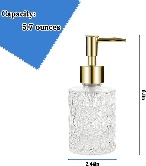 Multipurpose Soap Dispenser Easy to Clean Glass Soap Pump Dispenser Ideal for Bath and Bathroom (Gold)...