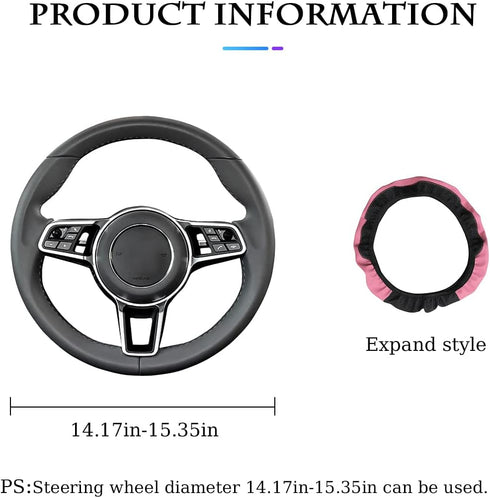 15 Inch Car Steering Wheel Cover, Universal Elastic Stretch Breathable Anti-Slip Leather Without Inner Ring, Auto Accessories Steering Wheel Prote...