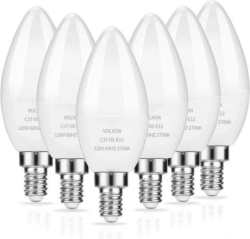 LED Candelabra Bulbs, E12 Ceiling Fan Light Bulbs Small Base, 6W Equivalent 60W, 600 Lumens Warm White 2700K, B10/B11 Type B Chandelier Light Bulb...