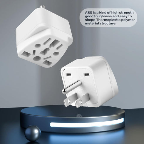 2 Pack US Travel Plug Adapter, EU,UK,AU,in,CN,JP,Asia,Italy,Brazil to USA (Type B), 3 Prong Grounded USA Wall Plug Wall Outlet Power Charger Conve...