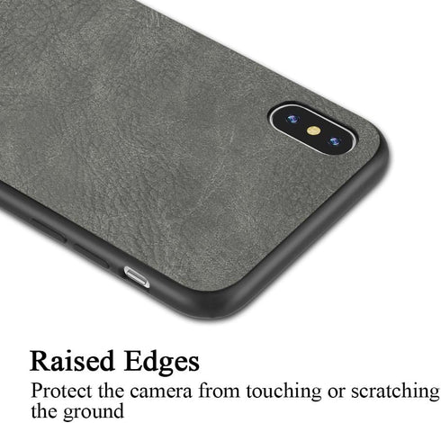 SALAWAT for iPhone Xs Case Slim Shock Proof Phone Cover Lightweight Premium PU Leather TPU Bumper PC Protection for iPhone X 5.8 inch (Gray)...