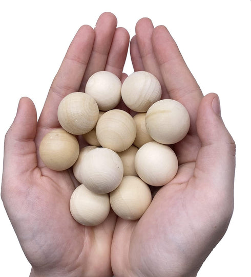 1 inch Natural Round Wooden Ball, Hardwood Balls, for Crafts and DIY Projects, Bag of 50....