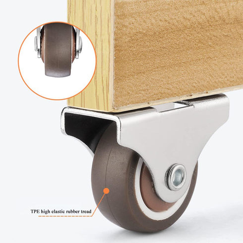 Mini Fixed Caster Wheels 1 Inch Low Profile Small Casters with Screws, Steel Top Plate, Silent Ball Bearing Rubber Rolling Caster Wheels for Furni...