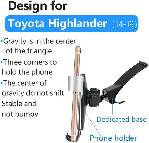 Car Phone Holder for Toyota Highlander 2014 2015 2016 2017 2018 2019 & Highlander Hybrid 2014-19 Auto Interior Accessories Cell Phones Mount Cellp...