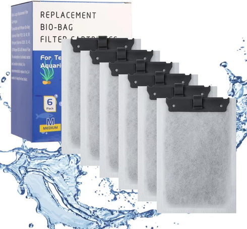 6Pack Large Aquarium Filter Cartridge for Tetra Whisper Bio-Bag Power Filters, Replacement Filter Cartridges for Tetra ReptoFilter...