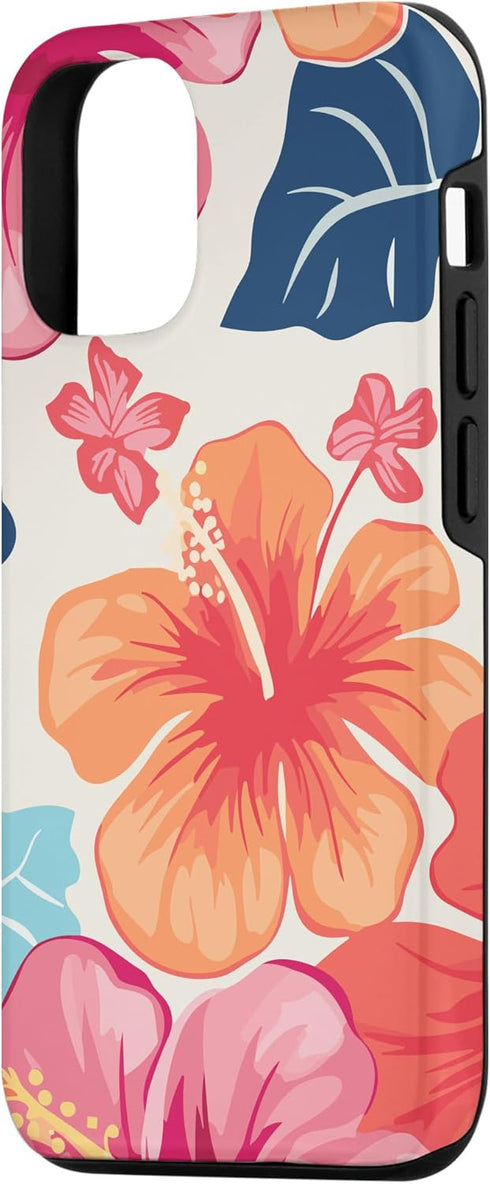 iPhone 15 Pro Hibiscus Flower, Summer Floral Hawaiian Pattern, Flowers Case...