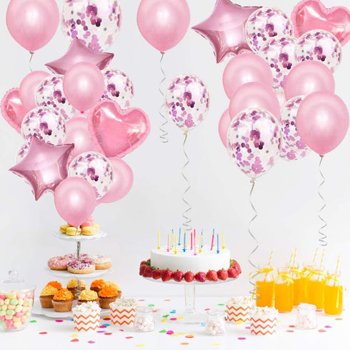 28Pcs Balloon Happy Birthday Party Decorations For Women Confetti Balloons 18" Star Heart Foil Balloons Wedding Decorations Helium Ballons Girl Bo...