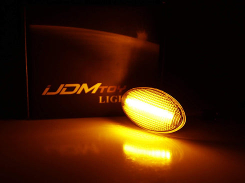 iJDMTOY Clear Lens Amber Full LED Strip Front Fender Side Marker Lights Compatible With 2002-2006 MINI Cooper R50 R52 R53, Replace OEM Amber Indic...
