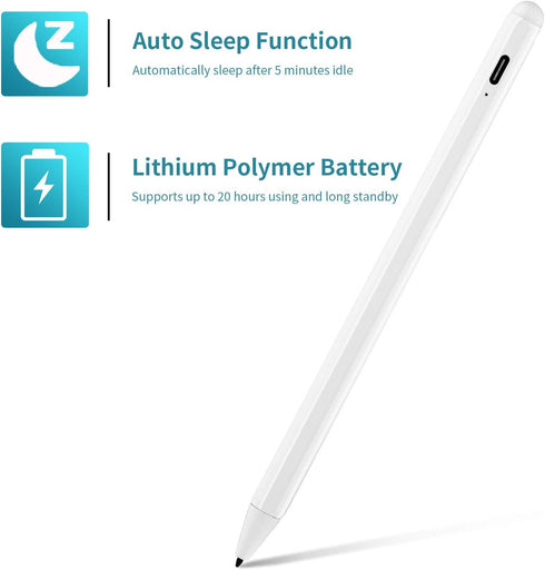 iPad 10th/9th/8/7 Generation 10.2" Stylus Pen with Palm Rejection, Active Stylus Digital Pen Rechargeable with Sensitive Plastic Fine Point Stylus...