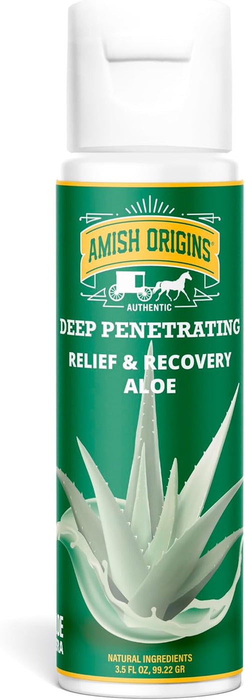 Amish Origins Deep Penetrating Joint & Muscle All Natural Therapy Aloe Cream 3.5 oz Pump, with Aloe for Sore Muscle Shooting, Mosquito Bites Itchi...