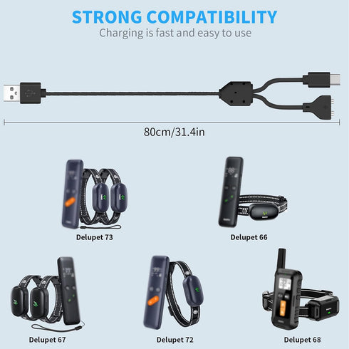 for Delupet Dog Training Collar Charger Replacement, MEROM Power Cable Compatible with Yawpet Dog Shock Collar, 2-in-1 Magnetic Charging and Micro...