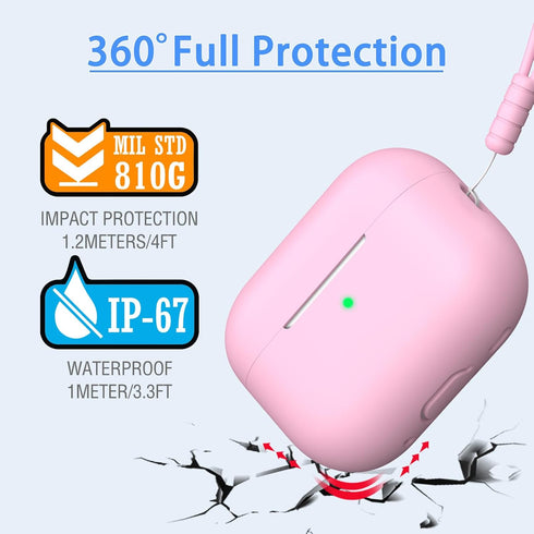AirPods Pro 2nd Generation Case Cover, Military Grade Anti-Fall Soft Silicone Shock-Absorbing AirPods Pro Case Skin Touch with Keychain and Cleani...