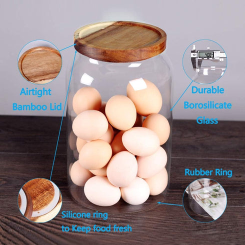 SAIOOL Egg Jar,kitchen canister? 1 Gallon Large Glass Food Storage Jars with Airtight Lid, Clear...