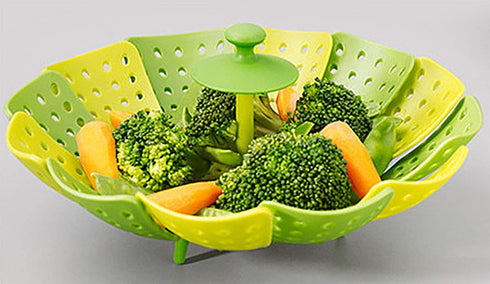 Lotus steamer basket, Folding Steamer,BPA-Free,Green Kitchenware Accessory, Non-Scratch Silicone cookware...