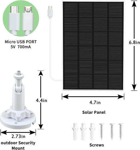 Solar Panel Compatible with Wyze Cam Outdoor,5V 3.5W USB Port Solar Panel Charger Compatible with Rechargeable Battery Powered Cam, Waterproof Sol...