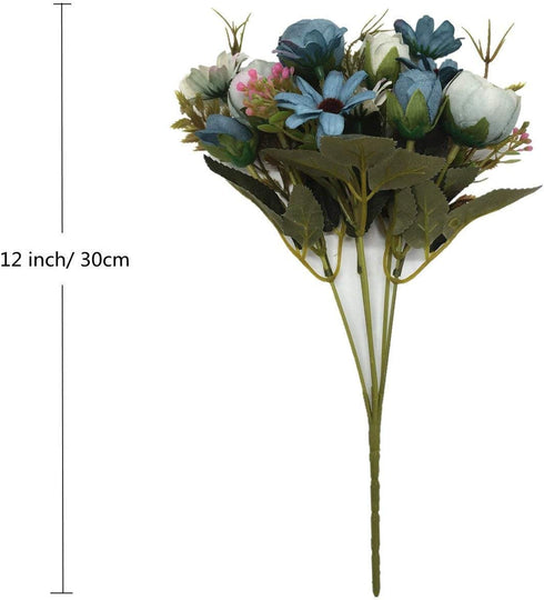 CATTREE Artificial Peony Bud Mixed Flowers, 4pcs Plastic Plants Silk Fake Flowers Bouquet Bridal Home Garden Office Kitchen Bathroom Table Centerp...