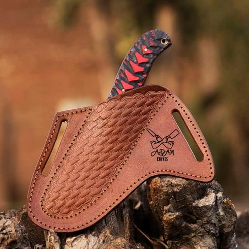Leather Knife Sheath For Belt, Slanted Pancake Sheath, Tooled Leather Sheath, Beautiful Cow Boy Bull Cutter Knife Leather Cover 100% Real Leather ...