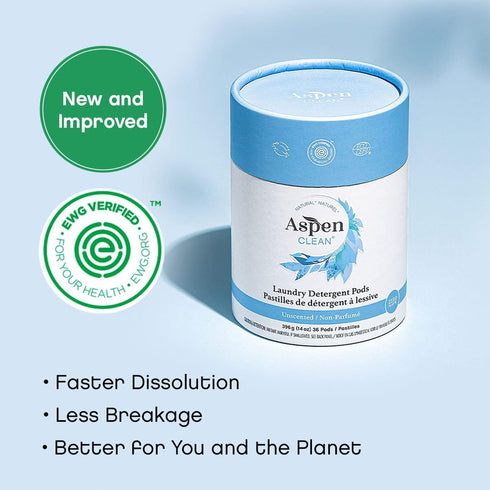 Unscented Laundry Pods by AspenClean, New and Improved Packaging, Zero Plastic, EWG Verified™, Vegan, Hypoallergenic Natural Laundry Detergent - 3...