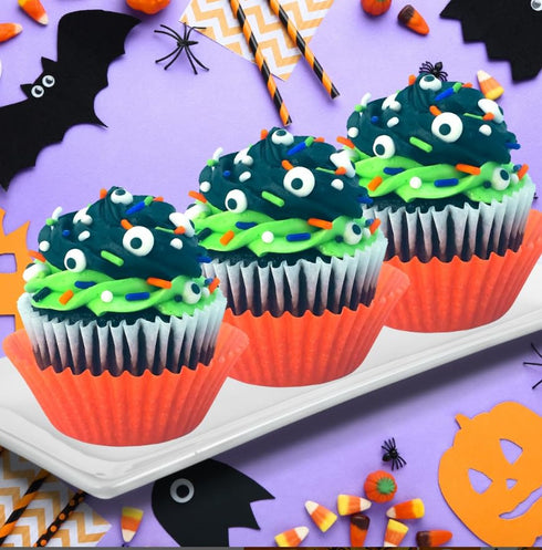 Edible Halloween Eyeballs Orange Black Purple Green White Cake Confetti Sprinkles Cake Cookie Cupcake Ice cream Donut Jimmies Quins 4oz...