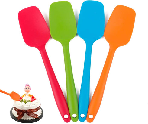 Food Grade Silicone Spatula Set Heat Resistant Small Rubber Spatulas,4 piece Silicone Spoonula Spatula Non-stick Baking Curved Spatulas Multicolor...