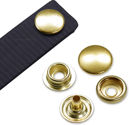 HolsterSmith Metal Snap Sets - (Line 24) - (Brass) - (10 Sets) - for Leather, Holsters, Sheaths, Pouches, and Clothing...