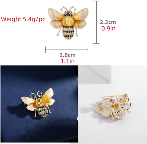 Rhinestone Bee Brooch Pin for Women Girls Fashion Cute Yellow Black Crystal Honeybee Bumblebee Animal Insect Brooches Lapel Pins Dainty Dress Acce...