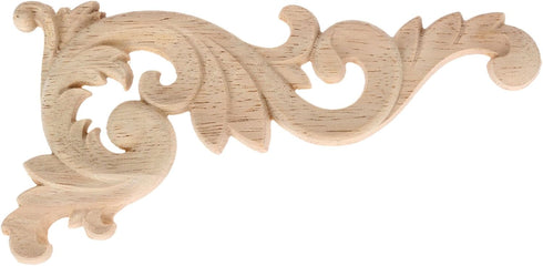 MUXSAM Wood Carved Appliques Onlays, 1-Pair Unpainted Small Wooden Carvings Decals Corner Decorative Plaques for Mirrors Walls Doors Bed Fireplace...