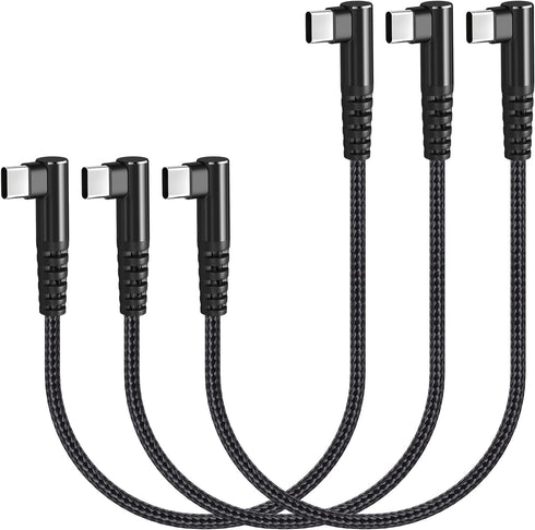 USB C to USB C Cable 100W 1ft 3 Pack 90 Degree Type C Cable Nylon Braided Right Angle USBC Fast Charging Cable Compatible with MacBook Pro 2021, i...