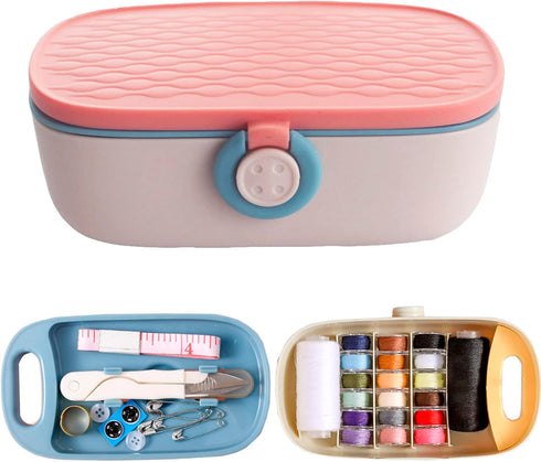 Sewing Kit, Portable Travel Sewing Kit for Adults, Needle and Thread Kit Plastic Sewing Box Small Sewing Kit Sewing Accesories and Supplies...