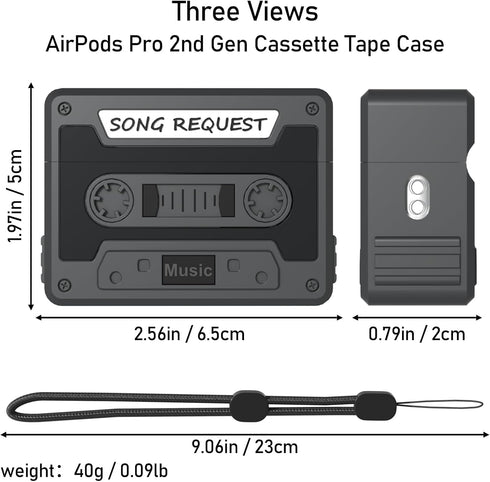 Cassette Tape Case Cover for AirPods Pro 2nd Generation,Look Back Past,Enjoy Future,Shock Resistant,Washable,Scratch Proof,with Cleaning Kit&Beaut...