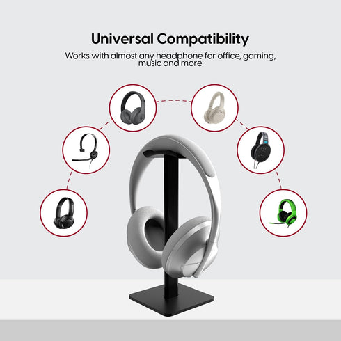 TALK WORKS Headphone Stand Holder-Desktop Headset Stand Organizer and Tabletop Space Saver for Home, Office and Gaming Room - Sleek Design, Easy A...