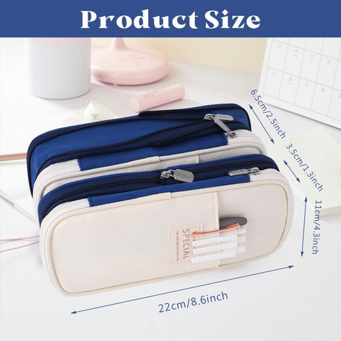 iSuperb Foldable Pencil Case Zipper Big Capacity Aesthetic Canvas Pencil Pouch Compartments Stationery Organizers Pen Bag for Kids Girls Boys Teen...