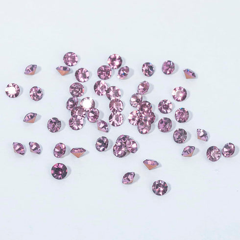 1 Box 12Grids Nail Art Sharp Bottomed Rhinestones 1660Pcs Nail Gems Light Purple Charms Gem Stones, with Storage Organizer Box/Size(1.6mm-4.6mm) f...