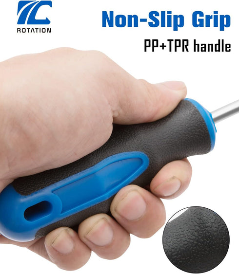 ROTATION 2-Piece Magnetic Screwdrivers Set with Nichrome tip, 1 Phillips and 1 Slotted Tips, Professional Cushion Grip Screwdriver Set with High T...