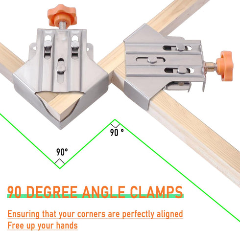 90 Degree Right Angle Clamp for Woodworking,Multipurpose Stainless Steel T-shaped Clamp,Single Handle 90 Degree Corner Clamping Tool with Adjustab...