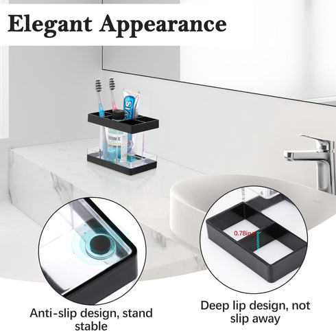 Toothbrush Holders for Bathrooms Countertop Organizer - Electric Toothbrush Holder Set, 5 Slots Toothbrush and Toothpaste Holder, Makeup Brush Sto...